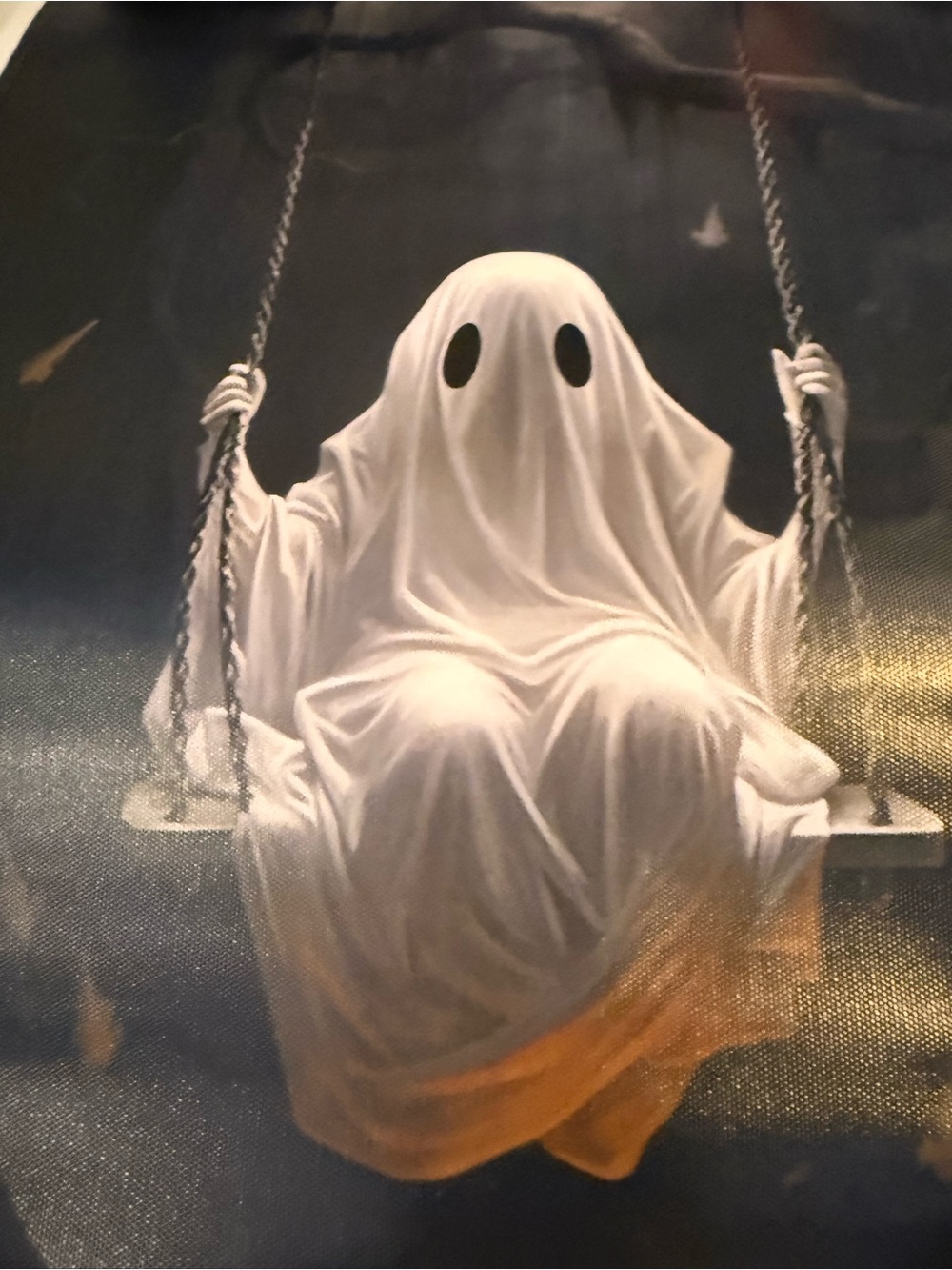 Vintage-Style Ghost on Swing Vinyl Halloween Poster